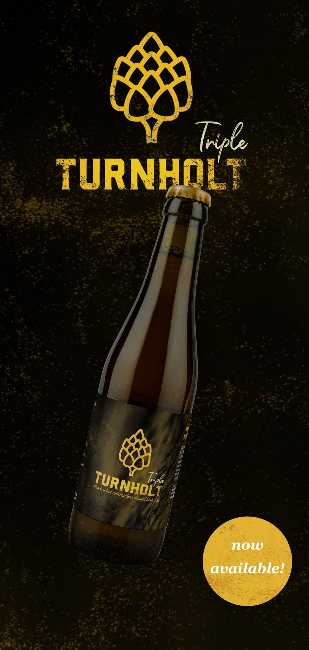 Turnholt Tripel — bierfles met gouden hoplogo